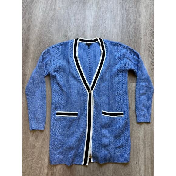 Talbots Blue Cable Knit Girlfriend Cardigan, Buttons, Women's size Small  NWOT - Picture 1 of 5